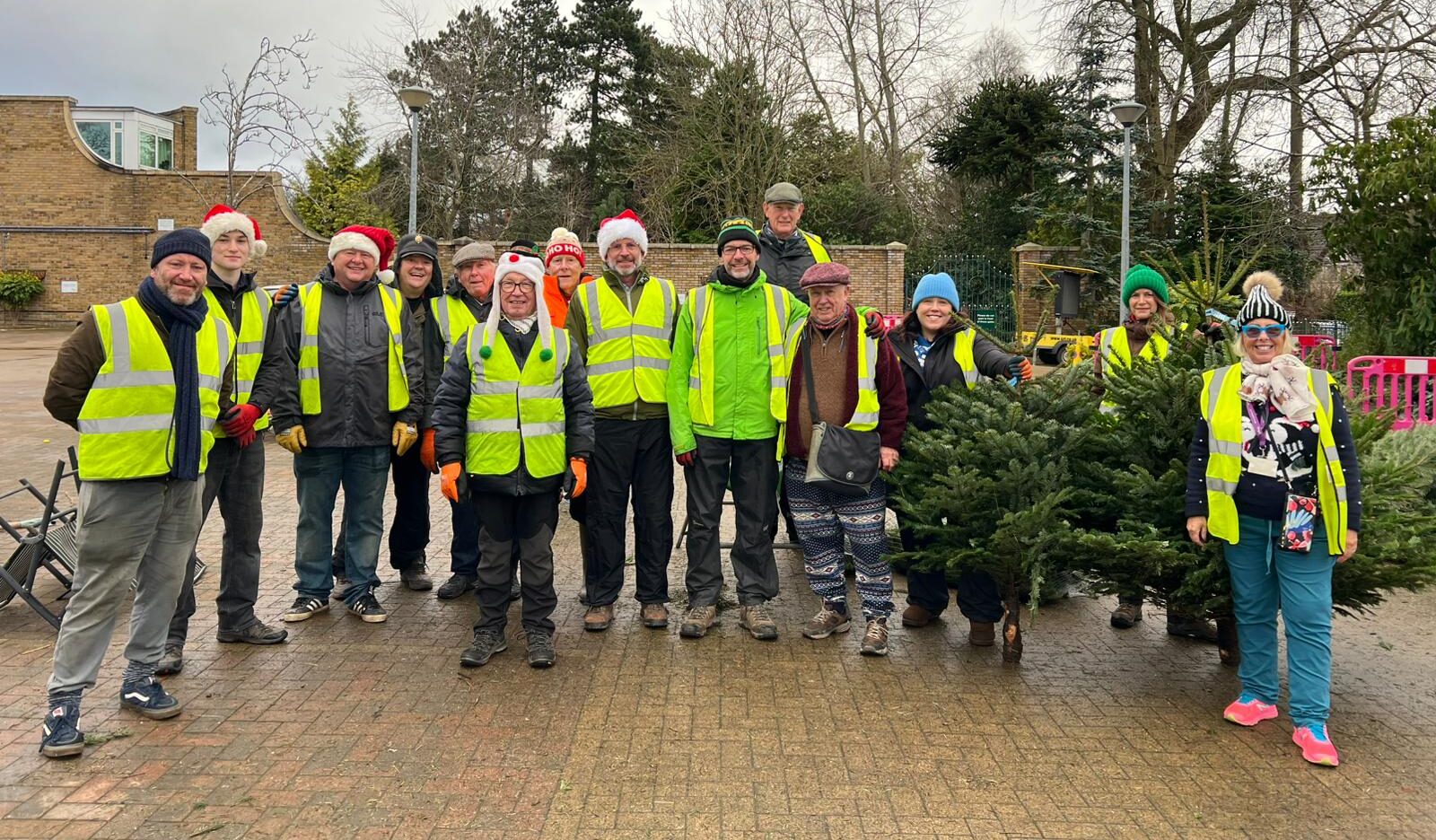 Volunteers at the christmas tree sale