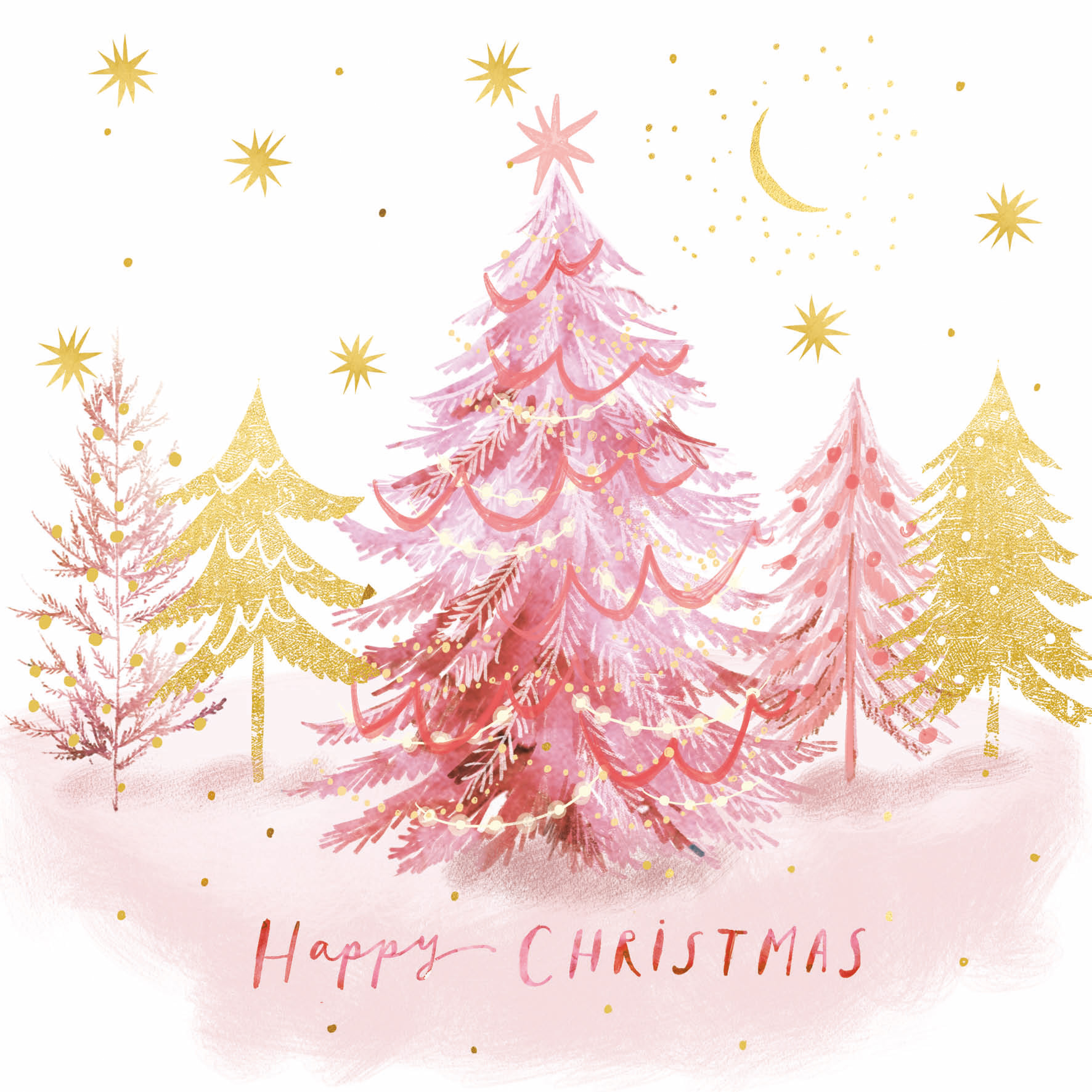 Pink trees & Pink Christmas - Twin pack