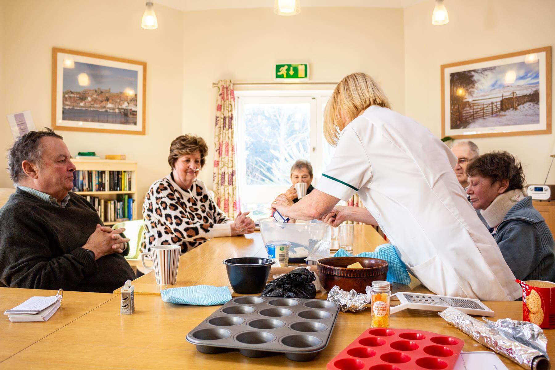 Group of patients taking part in a cookery workshop